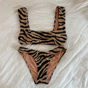 J.Crew Tiger Print Square Neck Bikini Set Tan Black Animal Print Two Piece